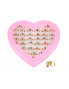 Zestaw 36 Kolorowych Pierścionków w Plastikowym Etui