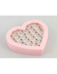 Zestaw 36 Kolorowych Pierścionków w Plastikowym Etui 2