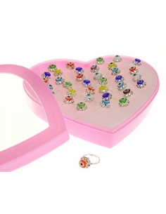 Zestaw 36 Kolorowych Pierścionków w Plastikowym Etui 2