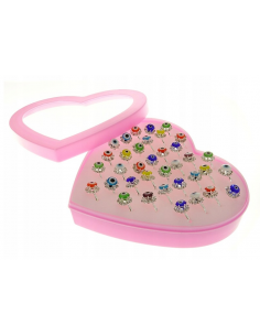 copy of Zestaw 36 Kolorowych Pierścionków w Plastikowym Etui