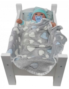 Kocyk Puszysty Dwustronny dla Lalek - SERDUSZKA