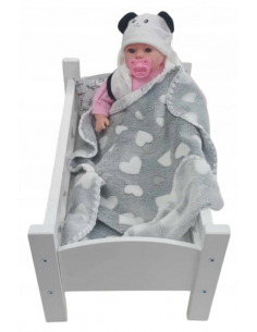 Kocyk Puszysty Dwustronny dla Lalek - SERDUSZKA