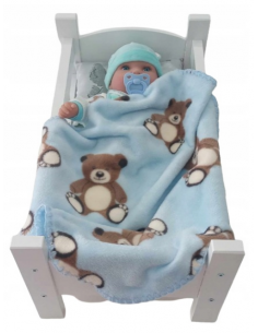 Kocyk Puszysty Dwustronny dla Lalek - MISIE