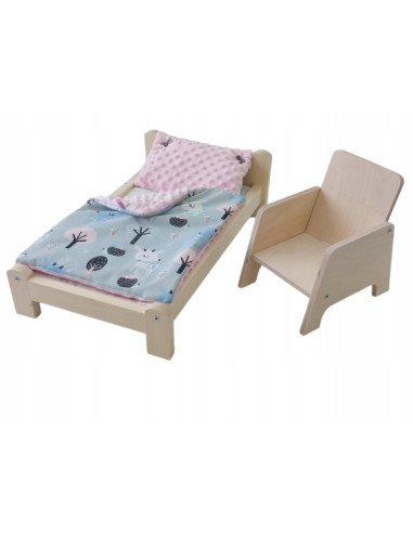 ŁÓŻKO i FOTEL Dla Lalek MEBELKI drewniane DLA...