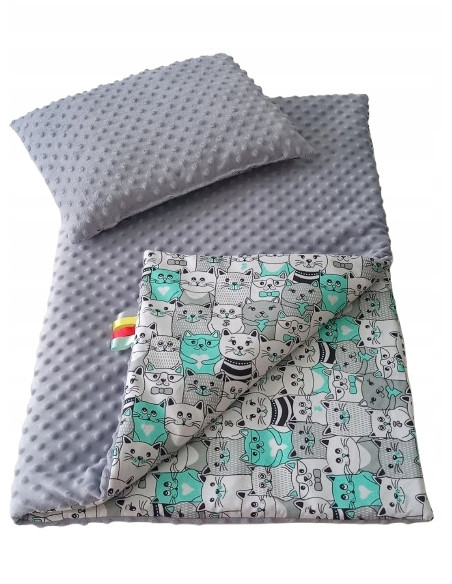 Kocyk i Poduszka Pościel Minky kocyk 100x75 Poduszka 30x40 do Łóżeczka