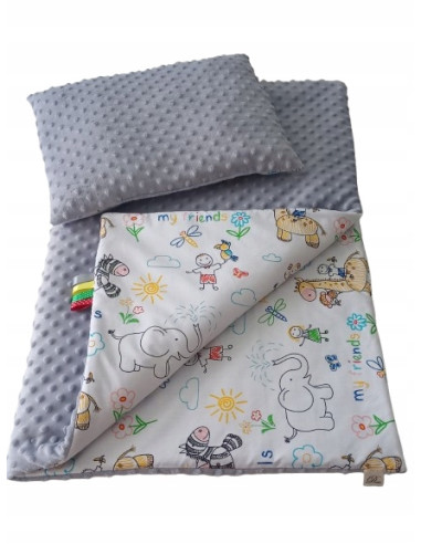 Kocyk Pościel Minky do Wózka 75x50 + Poduszka...