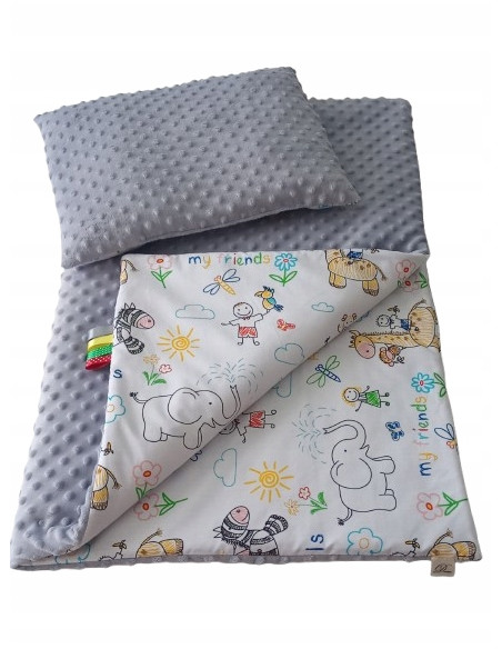 Kocyk Pościel Minky do Wózka 75x50 + Poduszka 30x40 Wzory Producent