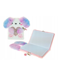 Pamiętnik Pluszowy Piesek z Kłódką Notes Sekretny Dla Dzieci