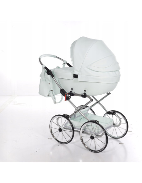WÓZEK dla lalek Junama BonBon Mini MIĘTOWY Wózek Lalkowy RETRO DUŻE KOŁA