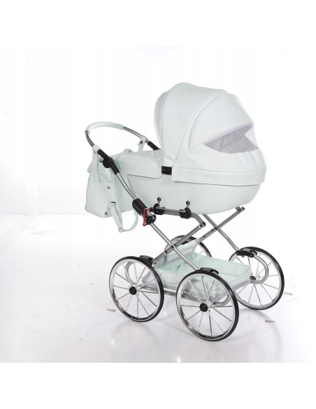 WÓZEK dla lalek Junama BonBon Mini MIĘTOWY Wózek Lalkowy RETRO DUŻE KOŁA