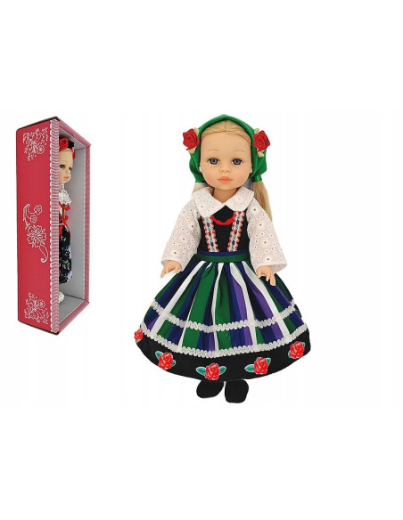 LALKA W STROJU LUDOWYM MÓWI I ŚPIEWA 38cm LALKA ŁOWICZANKA