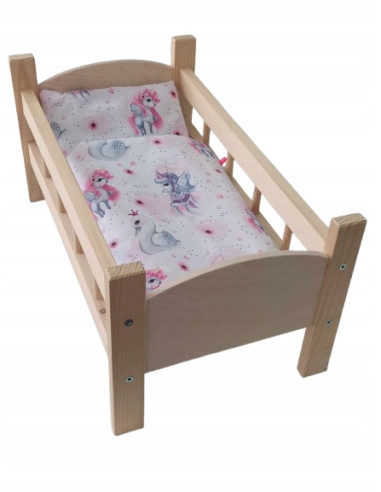ŁÓŻECZKO dla lalki do 45cm DREWNIANE NATURALNE...