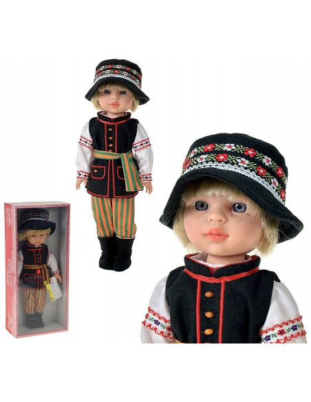 LALKA W STROJU LUDOWYM ŁOWICKIM MÓWI I ŚPIEWA 38cm ŁOWICZANIN