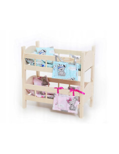 ŁÓŻECZKO dla lalek BLIŻNIACZE +POŚCIEL+ krzesełko