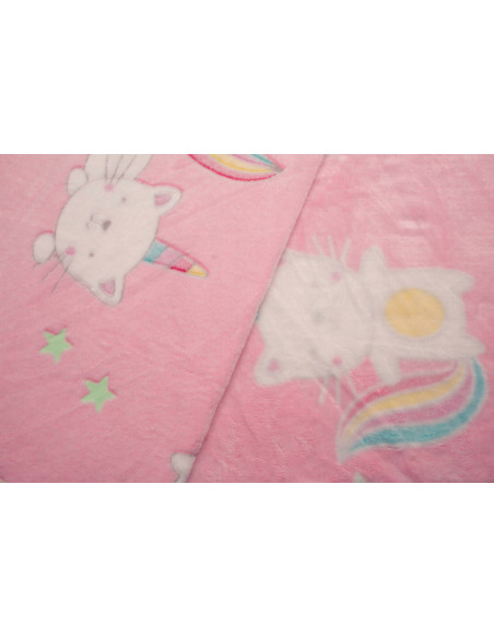 KOCYK PUSZYSTY DLA DZIECI świecący w ciemności Minky Plush KOTEK 100X75