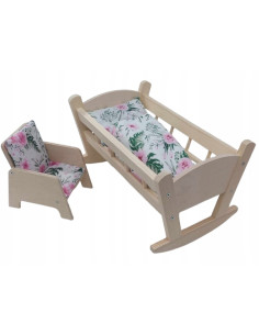 KOŁYSKA Z POŚCIELĄ + FOTELIK Z WYKŁADKĄ DLA LALEK....
