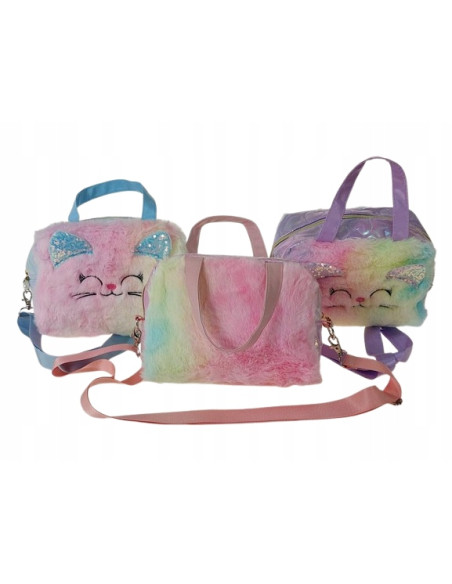 TOREBKA dla dziewczynki KOTEK Z USZAMI ODPINANY REGULOWANY PASEK. DZIECIĘCA