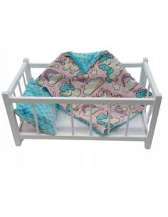 DREWNIANE ŁÓŻECZKO dla lalek Z POŚCIELĄ