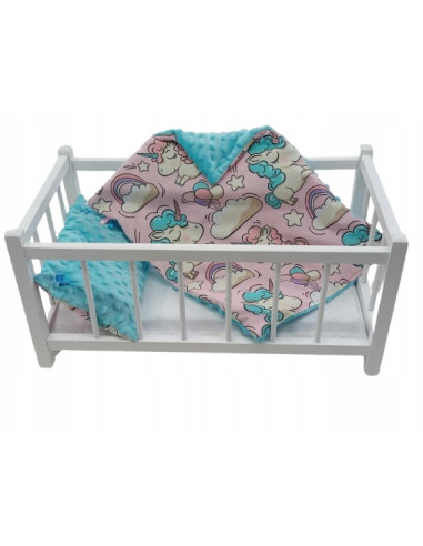 DREWNIANE ŁÓŻECZKO dla lalek Z POŚCIELĄ