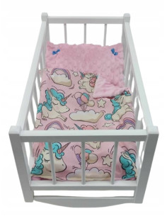 DREWNIANA kołyska DLA LALEK Z POŚCIELĄ. KOŁYSKA BIAŁA