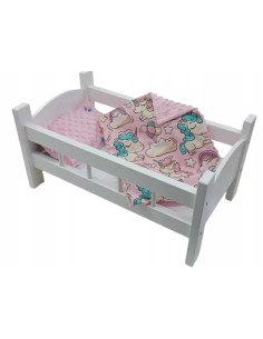 DUŻE ŁÓŻECZKO BIAŁE DREWNIANE dla lalek Z POŚCIELĄ