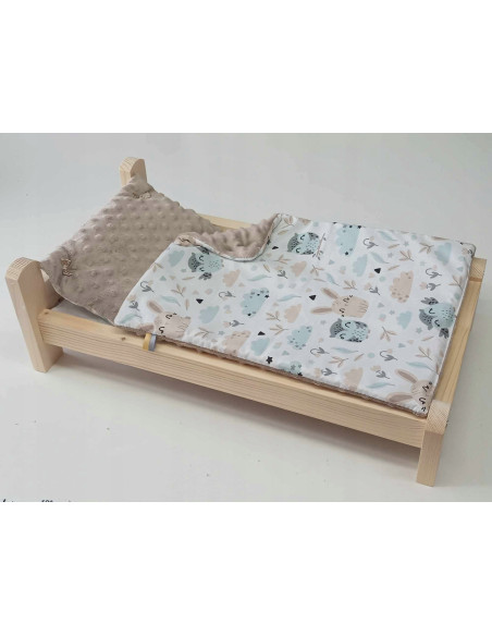 ŁÓŻKO DLA LALEK. ŁÓŻECZKO Z POŚCIELĄ I MATERACEM