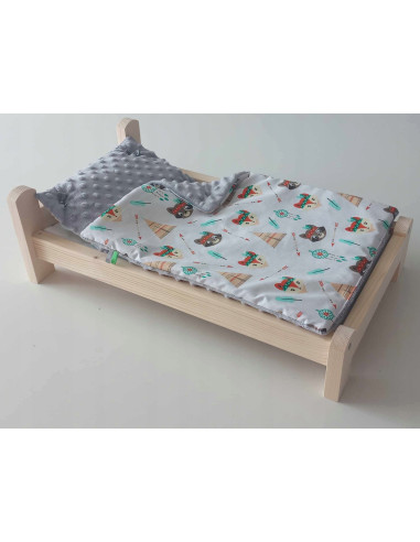 ŁÓŻKO DLA LALEK. ŁÓŻECZKO Z POŚCIELĄ I MATERACEM