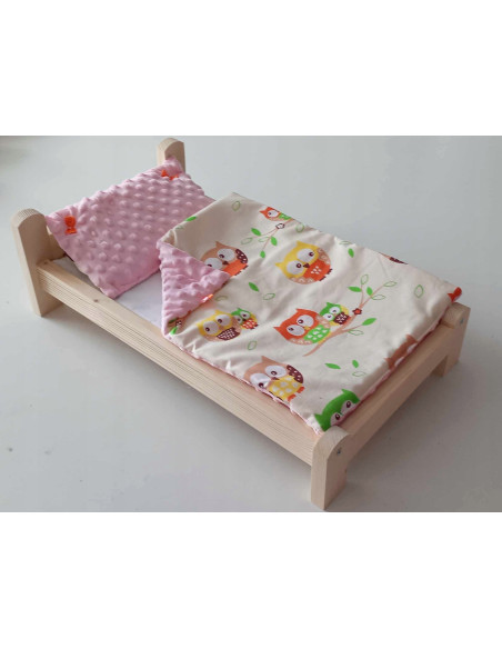 ŁÓŻKO DLA LALEK. ŁÓŻECZKO Z POŚCIELĄ I MATERACEM