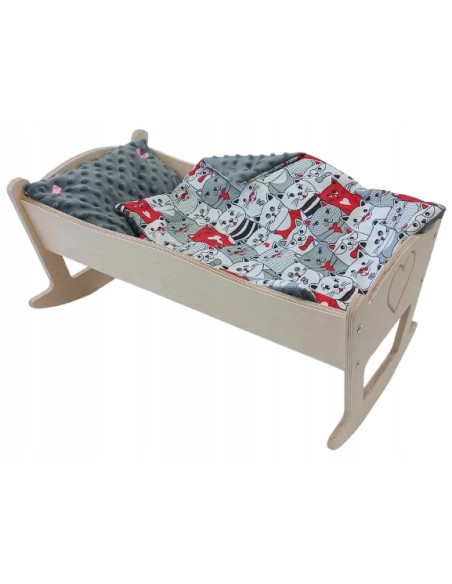 KOŁYSKA DLA LALEK Z POŚCIELĄ KOŁYSKA Z OZDOBNYMI GRAWERAMI
