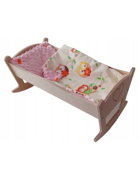 KOŁYSKA DLA LALEK Z POŚCIELĄ KOŁYSKA Z OZDOBNYMI GRAWERAMI KOLEBKA