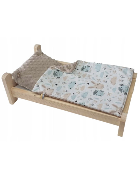 ŁÓŻKO duże DLA LALEK Z POŚCIELĄ ŁÓŻECZKO NIEMALOWANE DLA LALKI BOBAS BORN