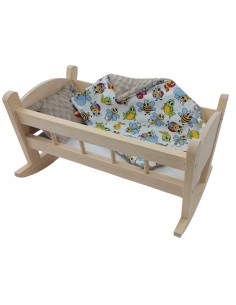 KOŁYSKA NIEMALOWANA DLA LALEK DREWNIANA + POŚCIEL....