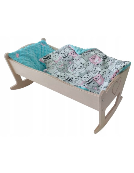 KOŁYSKA DLA LALEK Z POŚCIELĄ KOŁYSKA Z OZDOBNYMI GRAWERAMI KOLEBKA