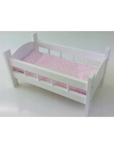 BIAŁE ŁÓŻECZKO dla lalek Z POŚCIELĄ DREWNIANE ŁÓŻECZKO