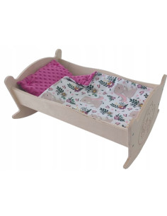 KOŁYSKA DLA LALEK DUŻA GRAWEROWANA Z POŚCIELĄ KOLEBKA