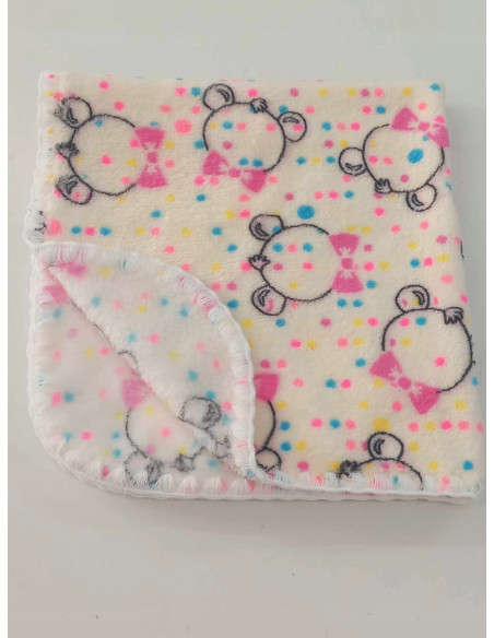 KOC PUSZYSTY DLA DZIECI KOCYK DLA NIEMOWLAKA 75X100 MISIE Z KOKARDKĄ