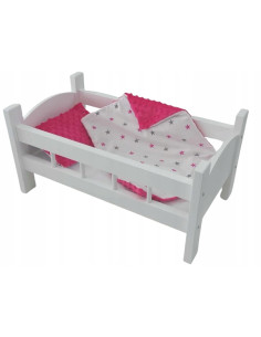 ŁÓŻECZKO BIAŁE DREWNIANE dla lalki + POŚCIEL