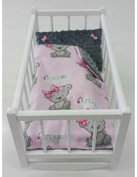 KOŁYSKA DREWNIANA BIAŁA dla lalek POŚCIEL MATERAC