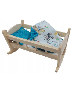 KOŁYSKA DREWNIANA DLA LALEK Z POŚCIELĄ
