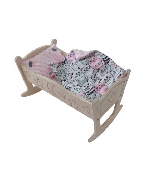KOŁYSKA dla lalki Z POŚCIELĄ KOŁYSKA Z OZDOBNYMI GRAWERAMI
