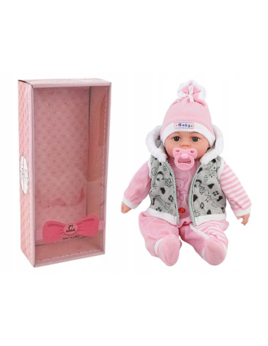BOBAS LALKA 45cm MÓWI,ŚPIEWA+smoczek+lux opakowana