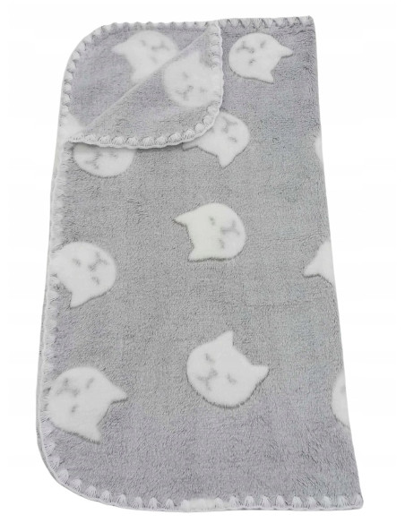 KOC PUSZYSTY DWUSTRONNY DLA DZIECI KOCYK DLA NIEMOWLAKA 75X100 WZÓR KOTKI