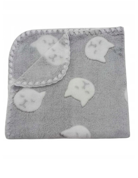 KOC PUSZYSTY DWUSTRONNY DLA DZIECI KOCYK DLA NIEMOWLAKA 75X100 WZÓR KOTKI