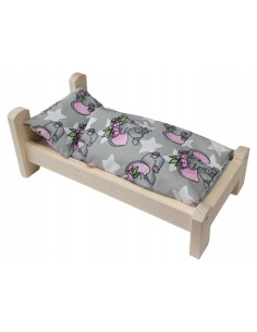 ŁÓŻKO DLA LALKI ŁÓŻECZKO DREWNIANE +POŚCIEL