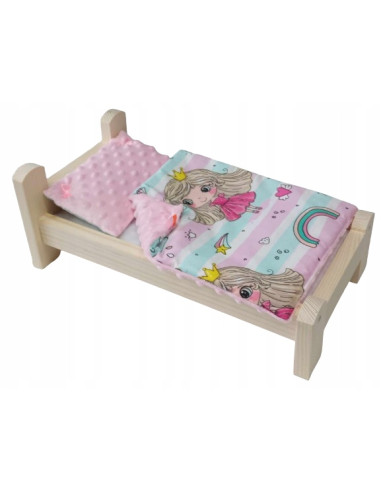 ŁÓŻKO DLA LALEK DREWNIANE. ŁÓŻECZKO + POŚCIEL...