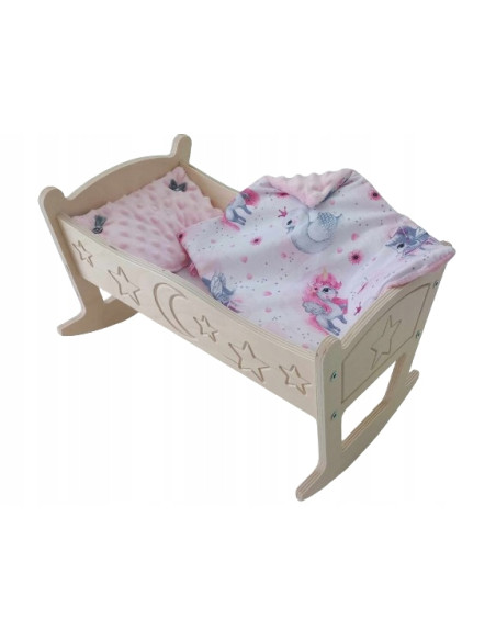 KOŁYSKA dla lalki POŚCIEL 3 el KOŁYSKA GRAWEROWANA