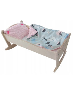 KOŁYSKA DLA LALEK GRAWEROWANA Z POŚCIELĄ