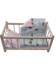 DREWNIANE ŁÓŻECZKO dla lalek Z POŚCIELĄ