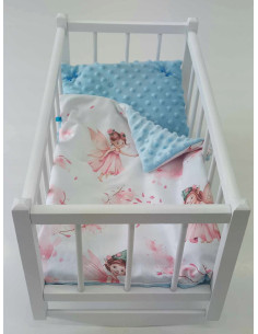 KOŁYSKA DREWNIANA BIAŁA dla lalek POŚCIEL MATERAC