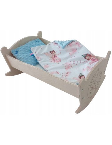 KOŁYSKA GRAWEROWANA DLA LALKI Z POŚCIELĄ